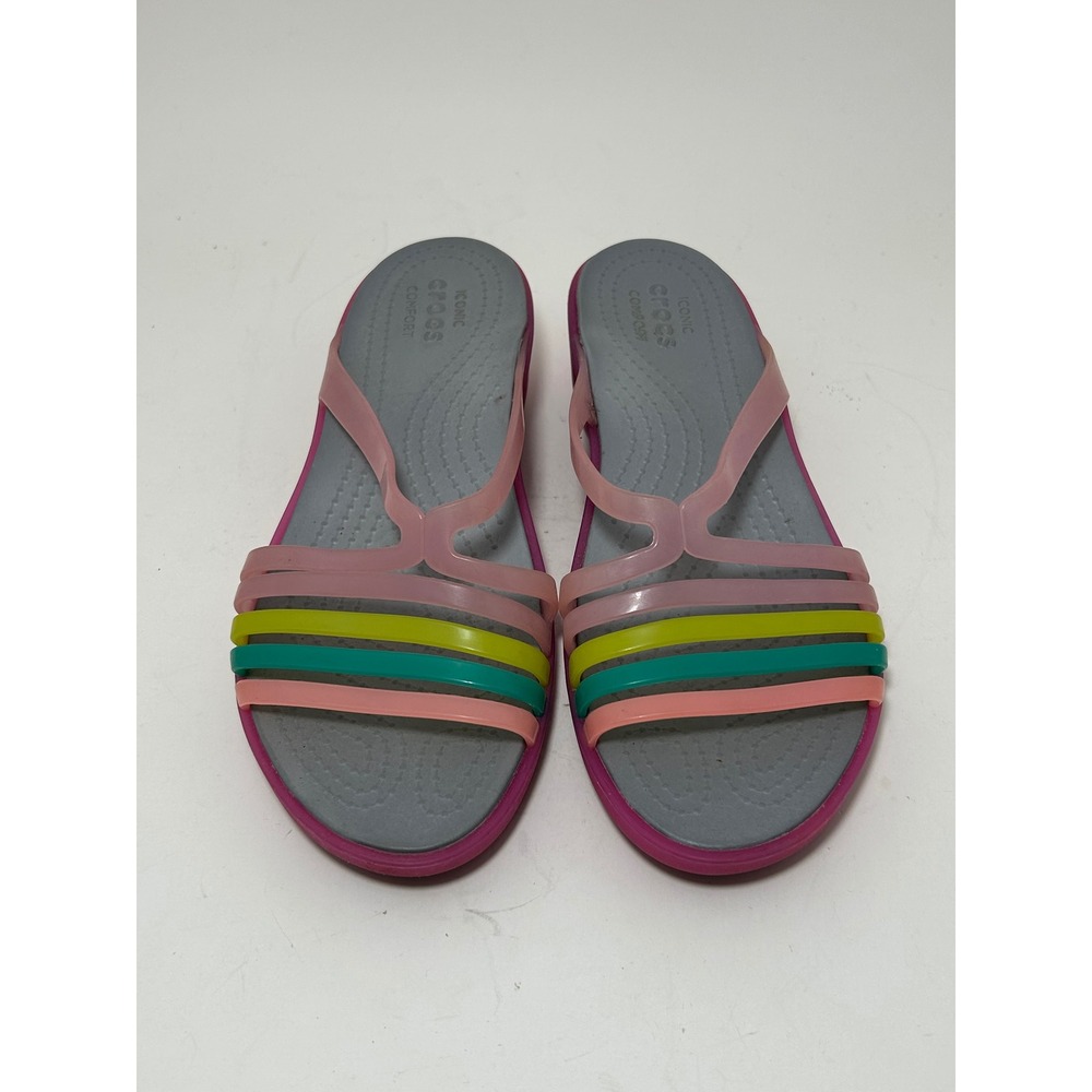 Crocs Isabella Strappy Wedge Sandals Pink Multi Color Womens‎ Size 7 204915